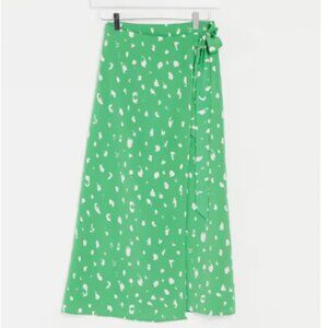 NWT Monki Fran Wrap Spot Print Midi Skirt Green EUR size 44/ US 12